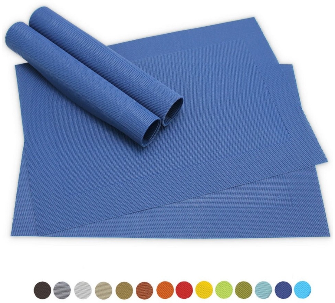 matches21 HOME & HOBBY Platzset Tischsets BORDA 4er Set Blau als Tischuntersetzer, (4-St), Abwaschbare Platzsets als Tischunterlagen für Ess-Tisch Tisch-Deko Bild 1