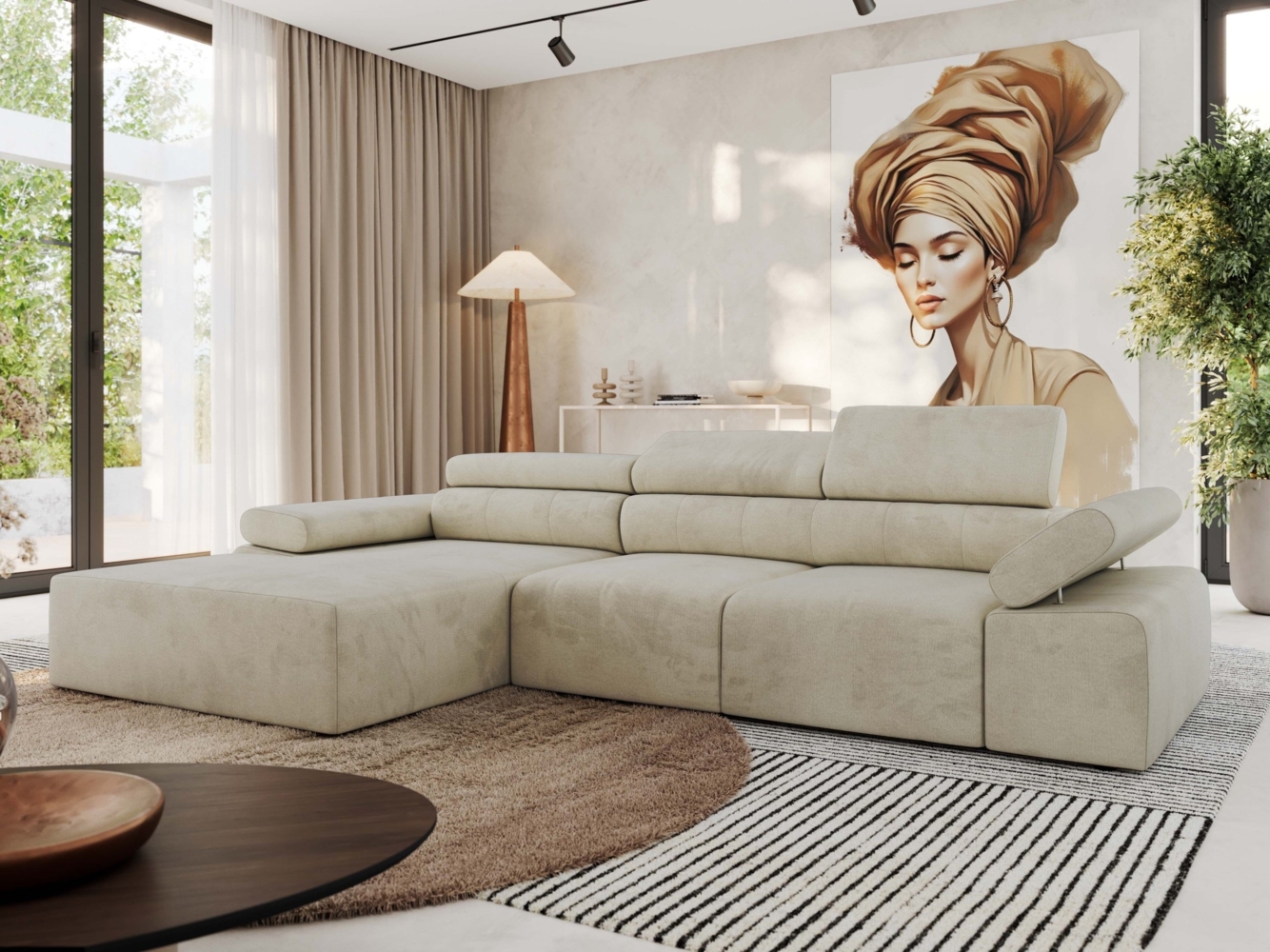 Ecksofa mit Relax-funktion, Elektrisch verstellbarer Sitz, L-förmige Ecke mit Armlehnen, Wellenfeder - RILASSO - linke Seite Bild 1