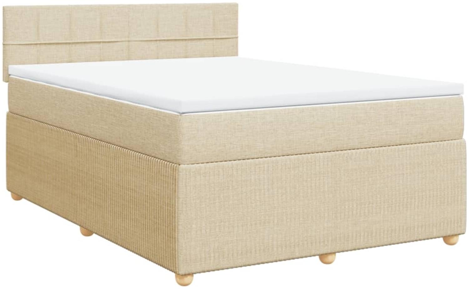 vidaXL Boxspringbett mit Matratze Creme 140x190 cm Stoff 3287456 Bild 1