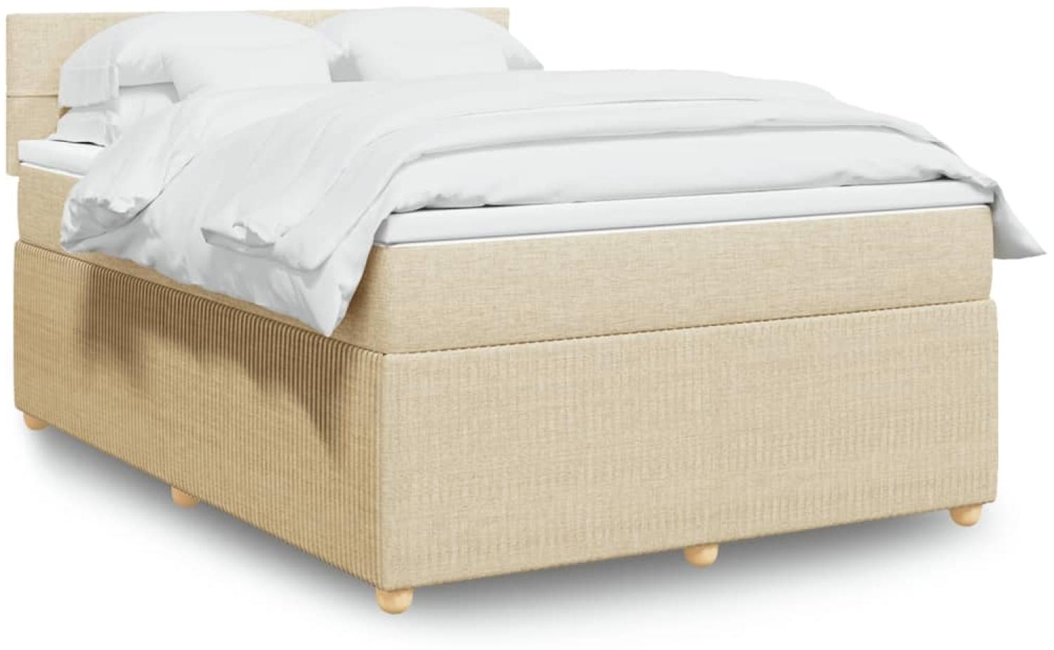 vidaXL Boxspringbett mit Matratze Creme 140x190 cm Stoff 3287456 Bild 1