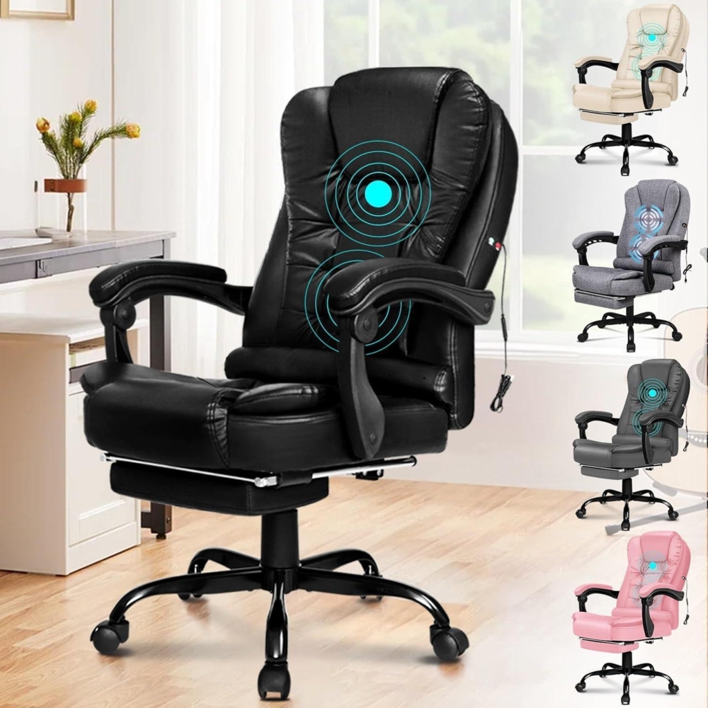 Ergonomischer Bürostuhl mit Massagefunktion und Fußstütze - Schwarz Bild 1