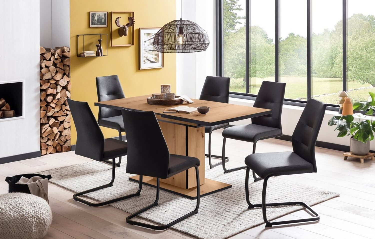 HELA Essgruppe Ariana, TOPSELLER! OTTOs Choice, Esstisch ausziehbar, 6 Stühle, (Set, 7-tlg, 1 Tisch ausziehbar / 6 Stühle), Tisch ausziehbar 120 -160 cm, Belastbarkeit 140 KG, bequem gepolstert Bild 1