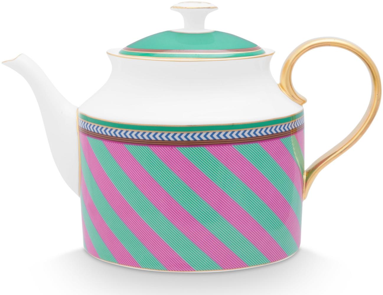 PIP STUDIO Chique Stripes Teekanne groß pink-green 1,8l Bild 1