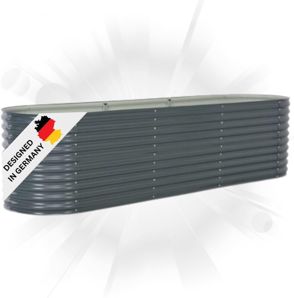 DELUKE® rundes Hochbeet für Garten BLUMO Verzinkter Stahl Hochbeet Metall Gartenbeet rund Kräuterbeet Blumenbeet Frühbeet für Garten Gemüsebeet, 320x80x81cm, Grau Bild 1