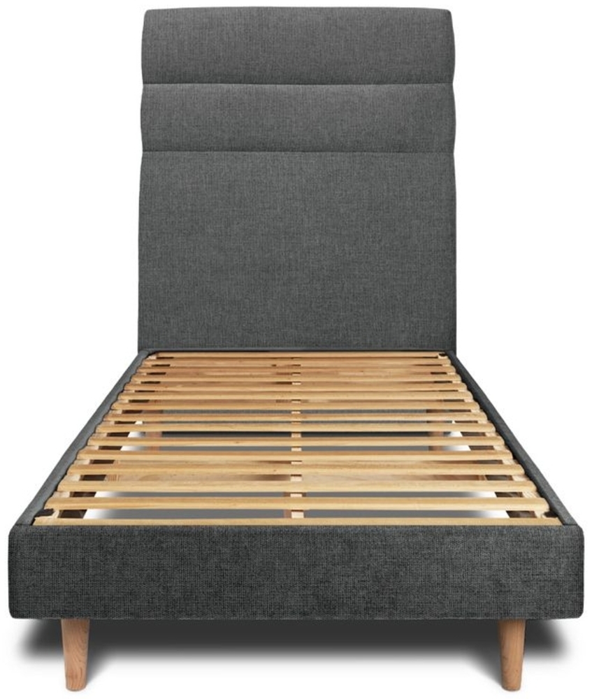 Bett mit Kopfteil – Korbgeflecht-Canvas-Stoff - 90 x 200 cm Bild 1