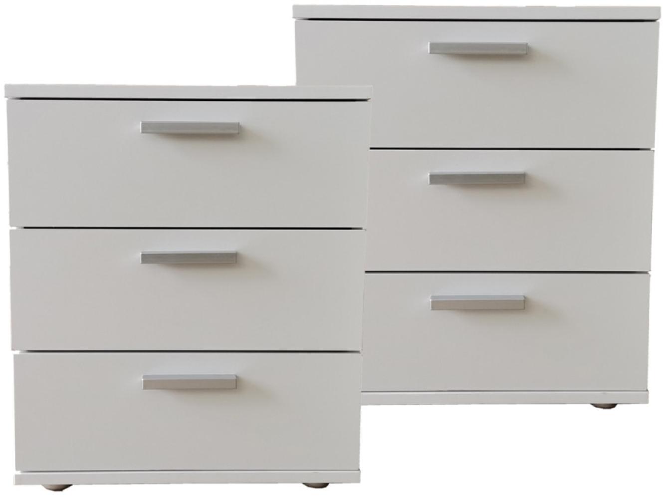 HTI-Living Nachtschrank Nachtkommode 3 Schubladen Nina Weiß 2er-Set (Set, 2-St, 2 Nachtschränke) Nachtschrank Nachttisch Bild 1