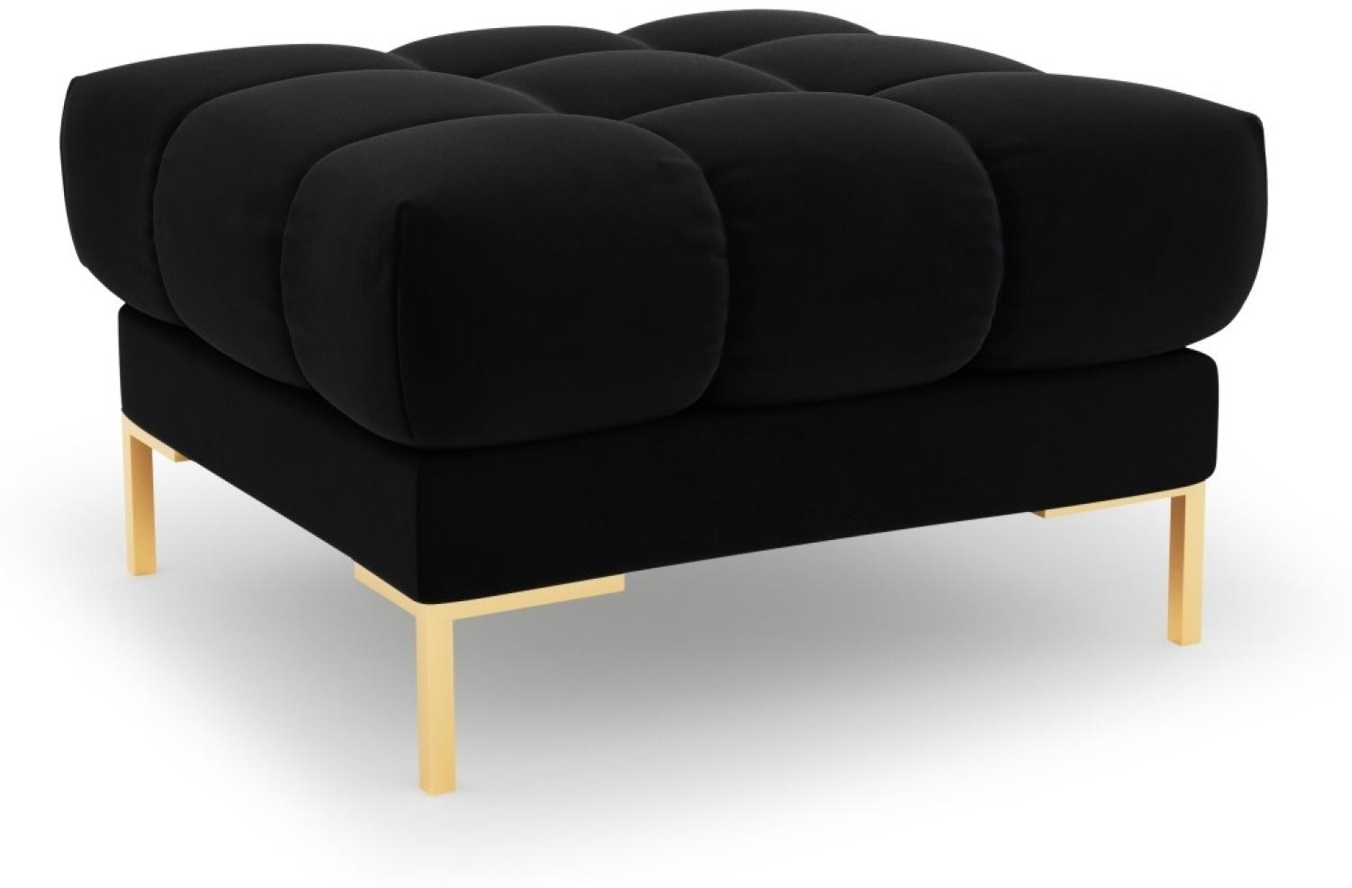 Micadoni Samtstoff Pouf Hocker Mamaia | Bezug Black | Beinfarbe Gold Metal Bild 1