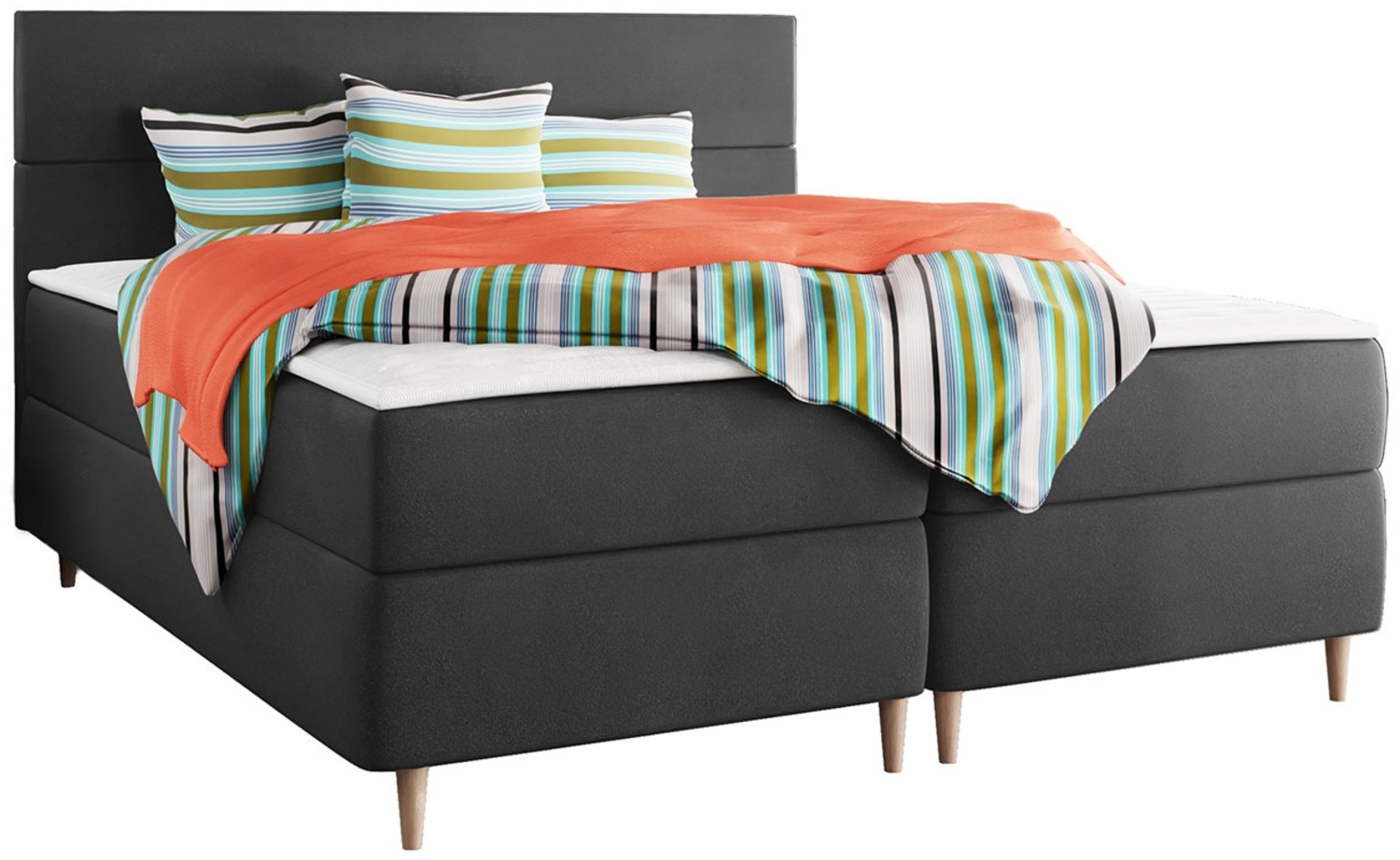 Boxspringbett Namiro, Dunkelgrau, 160x200 cm Bild 1