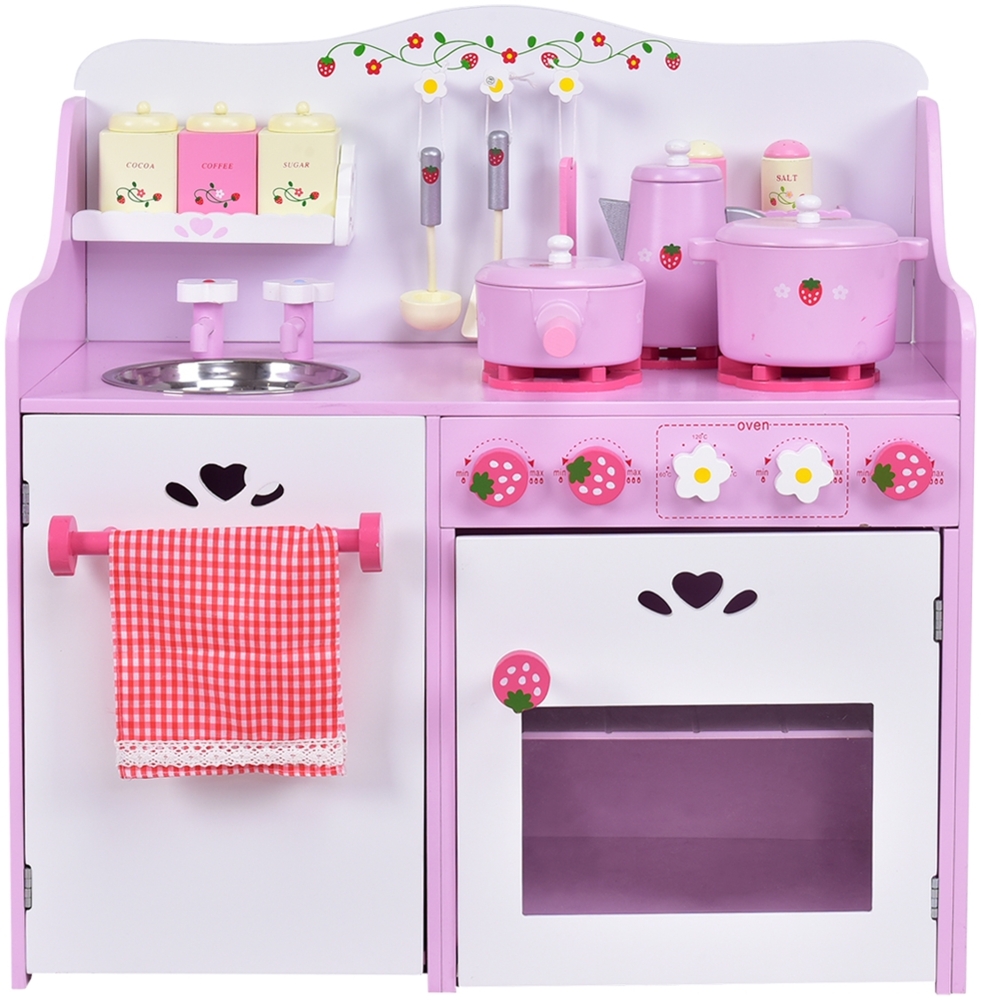 Rosa und Weiß Holz Kinderspielküche Spielzeugküche Bild 1