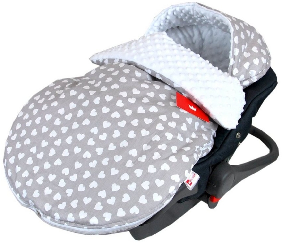 BabyLux Fußsack Sommerfußsack 90cm für Babyschale, Kinderwagen & Buggy Frühling Herbst, 7. Weiß + Herzen Bild 1