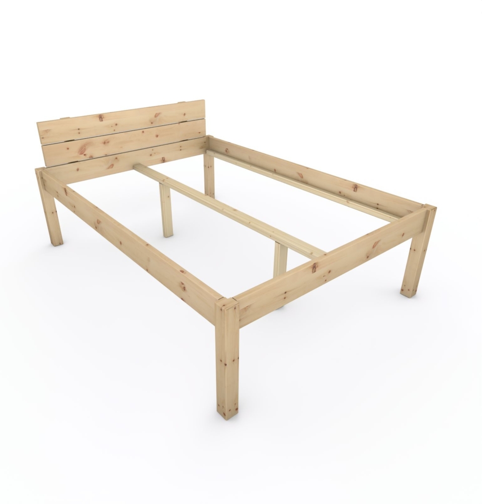 Pfostenbett "metallarm" Zirbe Holzbett "Daybett" 140 x 200cm 58cm Doppelbett Bild 1