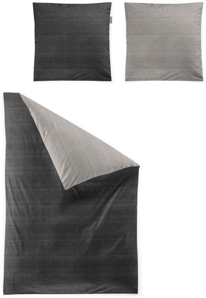 Irisette Mako-Satin Bettwäsche Wave 8557|135x200 cm + 80x80 cm| grau Bild 1