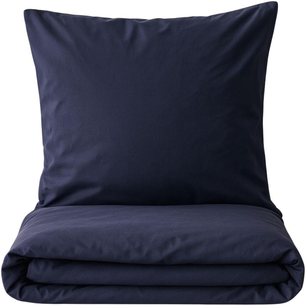Bettwäsche 2tlg 135x200cm Microfaser mit Reißverschluss atmungsaktiv Navy Blau Bild 1