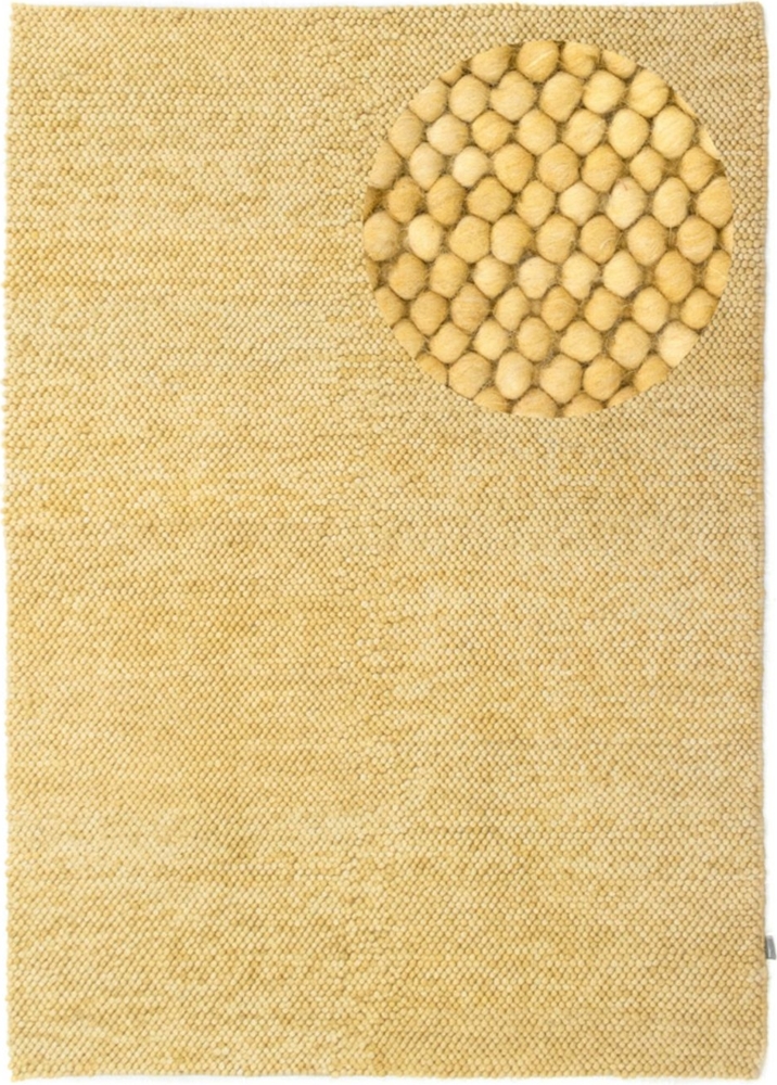 Morgenland Wollteppich - Filzkugel - Mosaik - rechteckig - 350 x 250 - Gold Bild 1