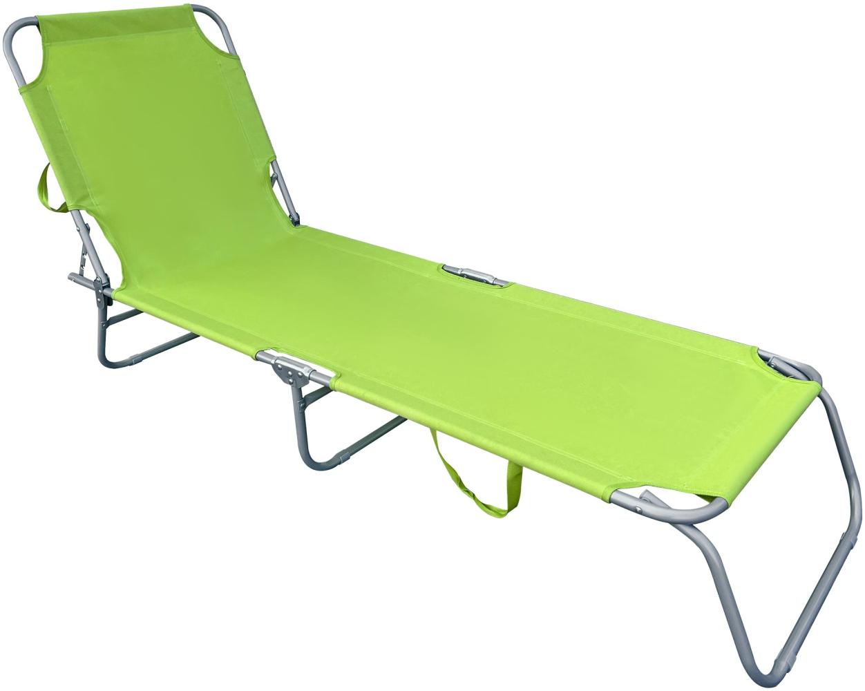 XL 3-Bein Gartenliege Sonnenliege Strandliege Gartenmöbel Camping klappbar Limegrün Bild 1