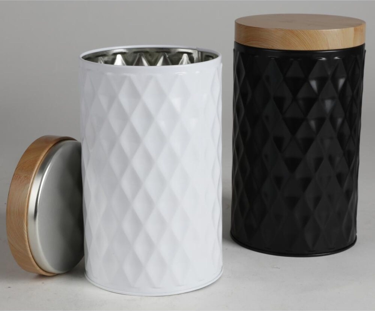 12 Stück Metall-Vorratsdose mit Bambus-Optik Küche Lebensmittel D 11 x H 19cm Bild 1