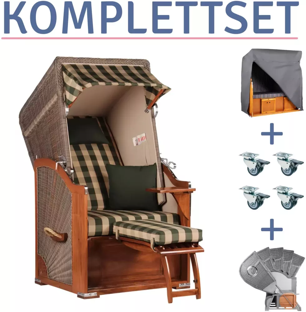 Strandkorb Spiekeroog Single Mahagoni PE grey Dessin 506-KOMPLETTSET Bild 1