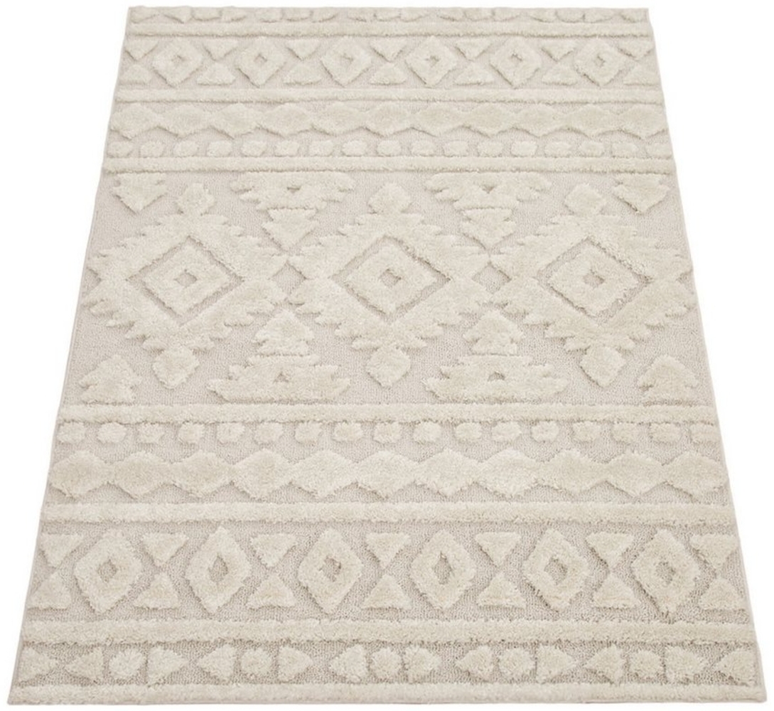 KADIMA DESIGN Teppich Struktur 3D Schlafzimmer schmutzabweisend Hochflor Teppich Shaggy, Läufer, Höhe: 34 mm, Florhöhe: 30 mm, Polypropylen, Läufer, 60x100, Creme Bild 1