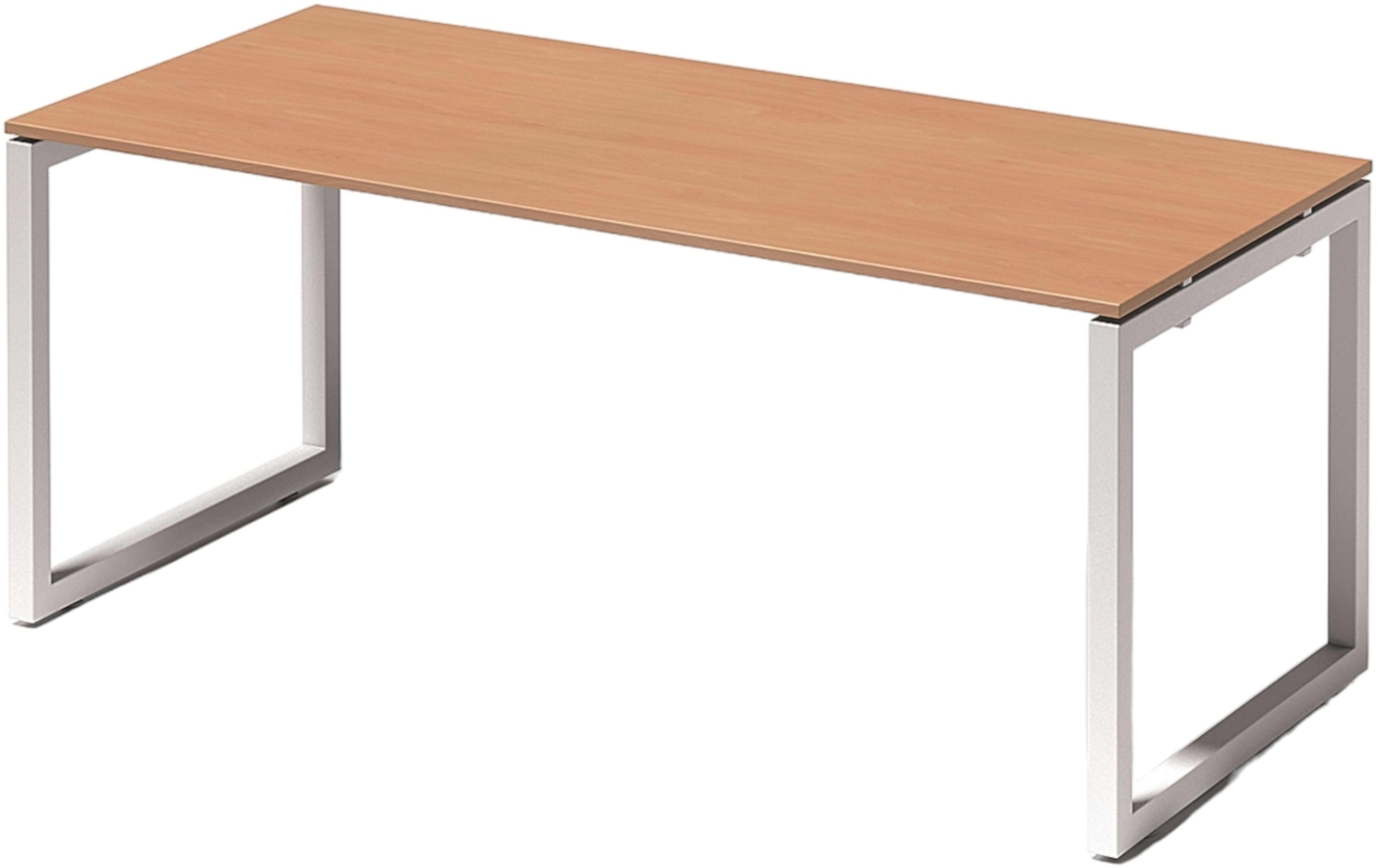 Bisley Cito Schreibtisch 180x80 cm, Tischplatte in Buche, O-Gestell in Weiß - Bürotisch & Computertisch, PC Tisch für's Büro, Arbeitshöhe: 74 cm, DOF1808-BC-396 Bild 1