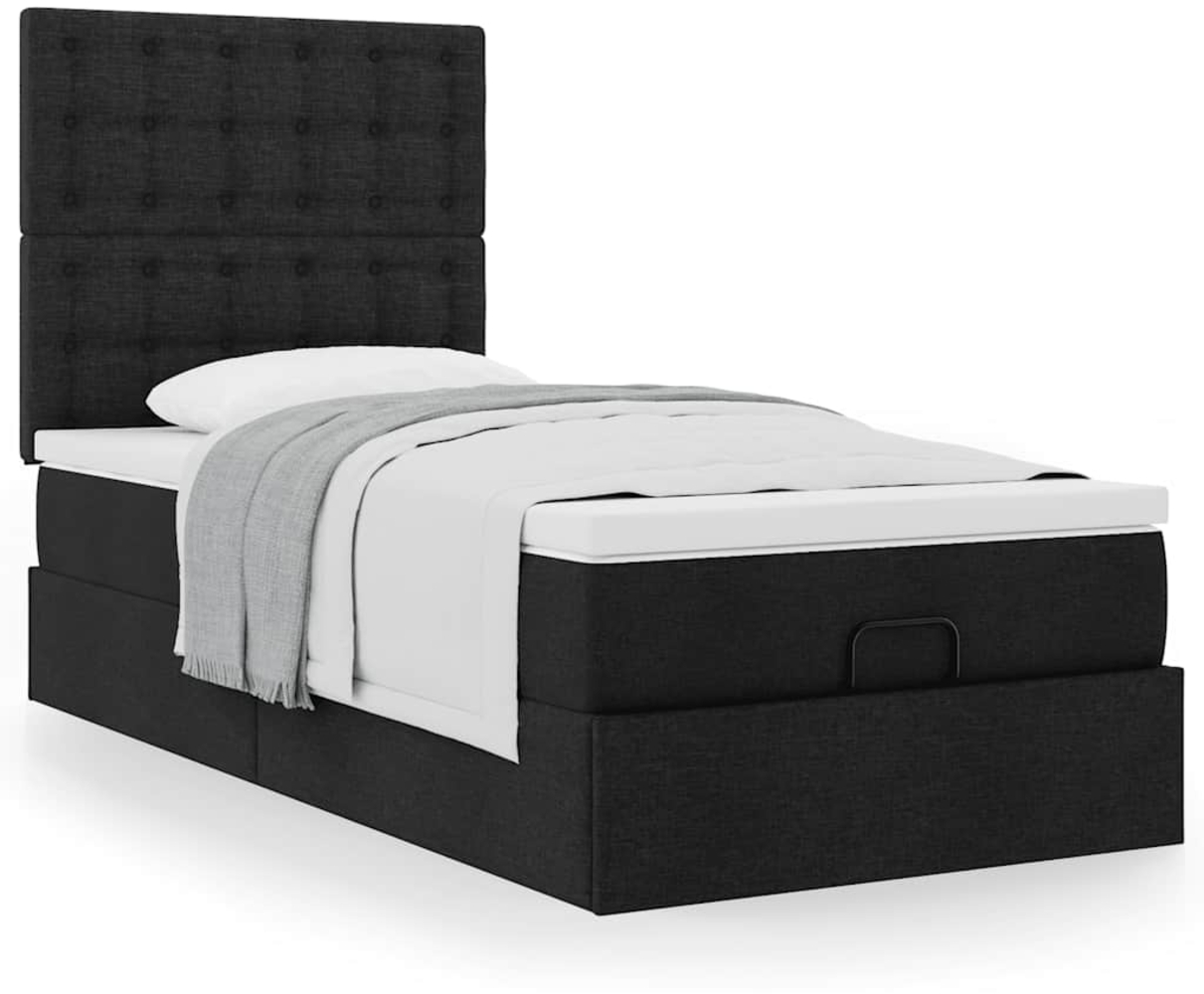 Ottoman-Bett mit Matratze Schwarz 90x190 cm Stoff 3313287 Bild 1