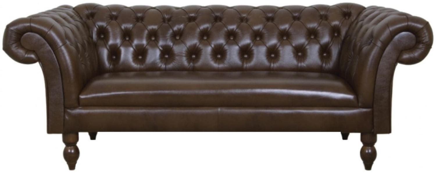 Casa Padrino Luxus Echtleder 2er Sofa Dunkelbraun 180x90 x H. 80 cm Bild 1