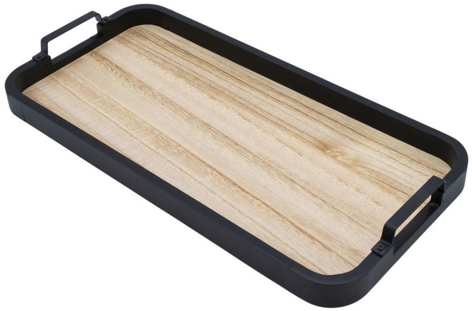 Spetebo Dekotablett in schwarz mit Griffen - 40 x 20 cm (Artikel, 1 St, Kerzentablett), rechteckig mit Boden in Holz Optik Bild 1