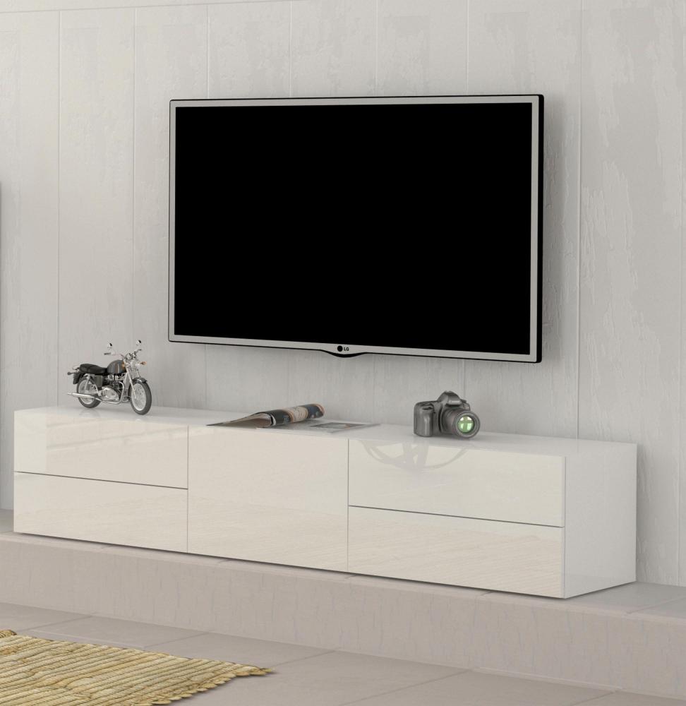 TV-Board >Mercogliano< in Weiß Hochglanz - 170x35.2x40cm (BxHxT) Bild 1