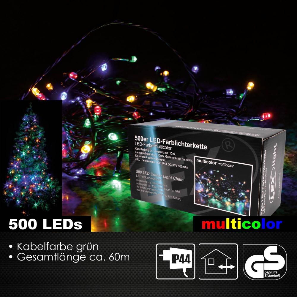 LED Lichterkette bunt 500er Farblichterkette Weihnachten für innen & außen Bild 1