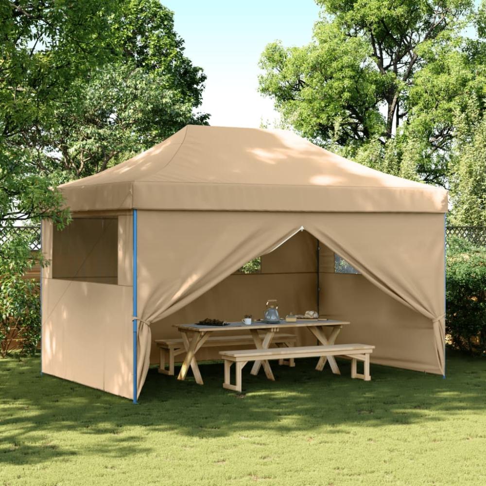 vidaXL Partyzelt Faltbar Pop-Up mit 4 Seitenteilen Beige 4004975 Bild 1