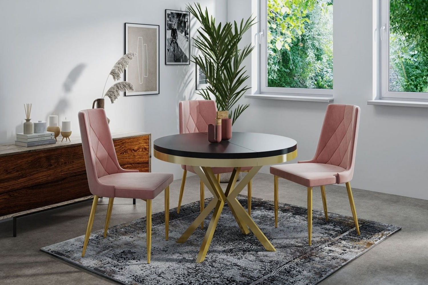 WFL GROUP Esstisch Dina (erhältlich in 3 Größen – 90/100/120 cm ausziehbar auf 170/180/200 cm), platzsparender Tisch in Holzoptik für Küche, Esszimmer oder Wohnzimmer Bild 1