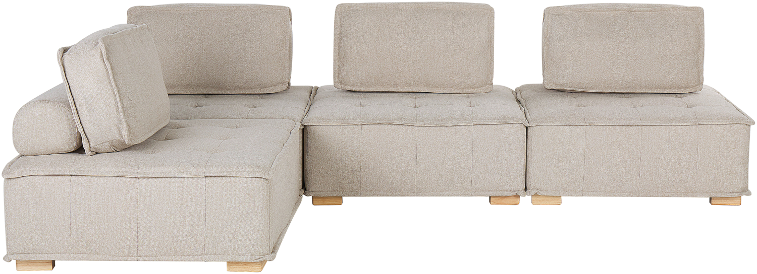 Ecksofa TIBRO Stoff Helles Beige Rechtsseitig Bild 1