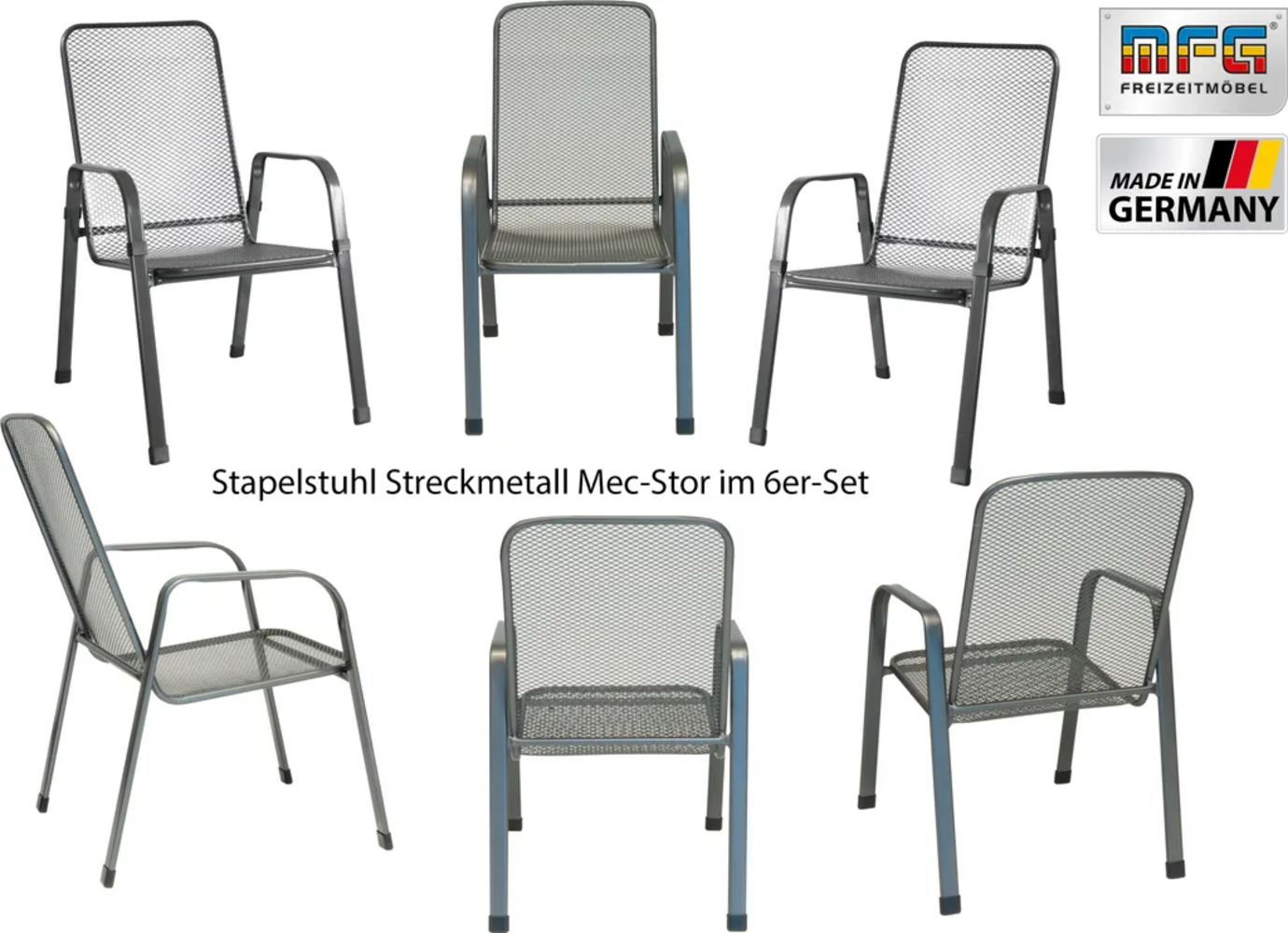 MFG Streckmetall-Stapelstuhl "Mec-Stor" 6-er Set, Farbe: anthrazit Bild 1