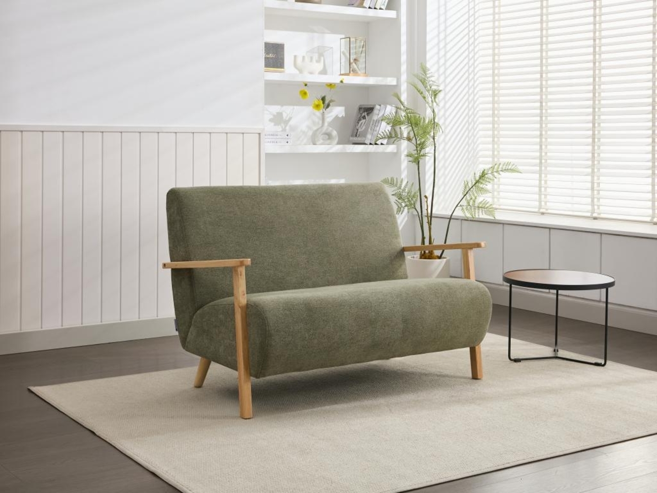 Vente-unique - Sofa 2-Sitzer - Stoff & Holz - Grün - JULOMO Bild 1