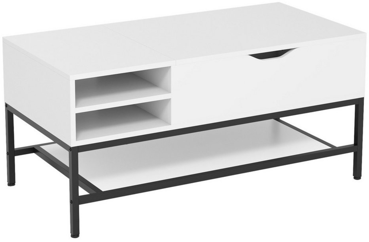 COSTWAY Couchtisch, hühenverstellbar, mit Stauraum, Holz, weiß Bild 1