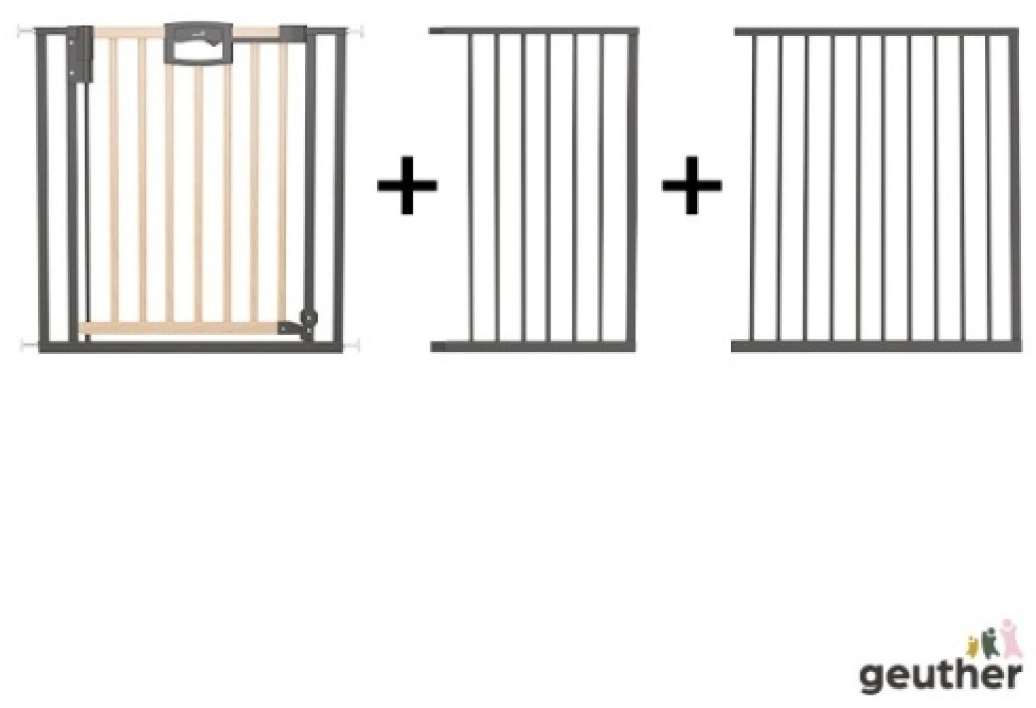 Geuther Türschutzgitter 'Easylock Plus' zum Klemmen für Öffnungen, Holz/ Metall, Natur/ Schwarz, 200,5 cm - 208,5 cm Bild 1