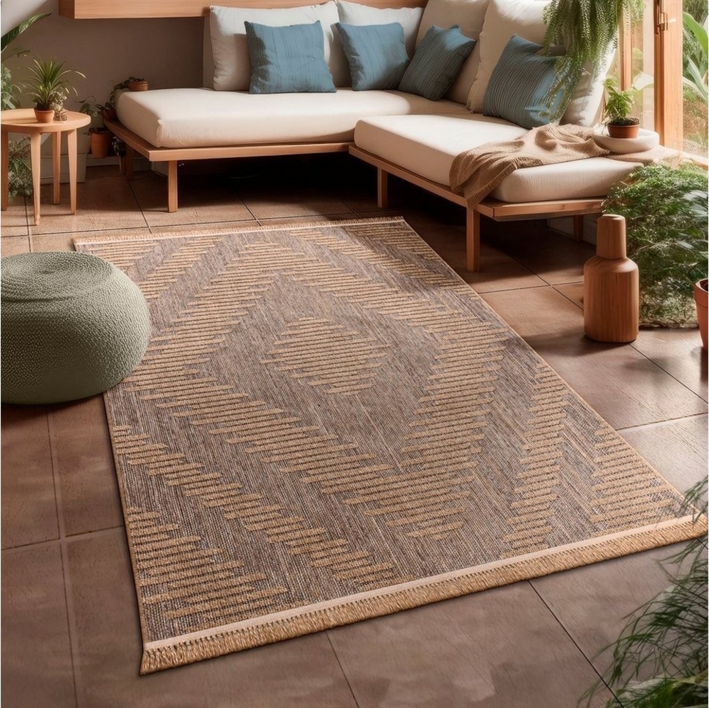 Paco Home Teppich Cologne 494, rechteckig, Höhe: 11 mm, Flachgewebe, meliert, Rauten Motiv, mit Fransen, Outdoor geeignet Bild 1