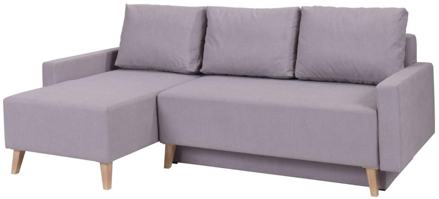 Ecksofa Schlafsofa KALMAR Grau Ottomane Links Bild 1