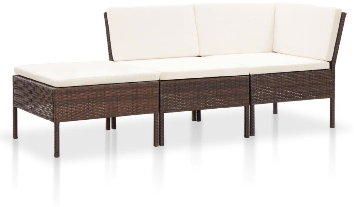 vidaXL 3-tlg. Garten-Lounge-Set mit Auflagen Poly Rattan Braun 48959 Bild 1