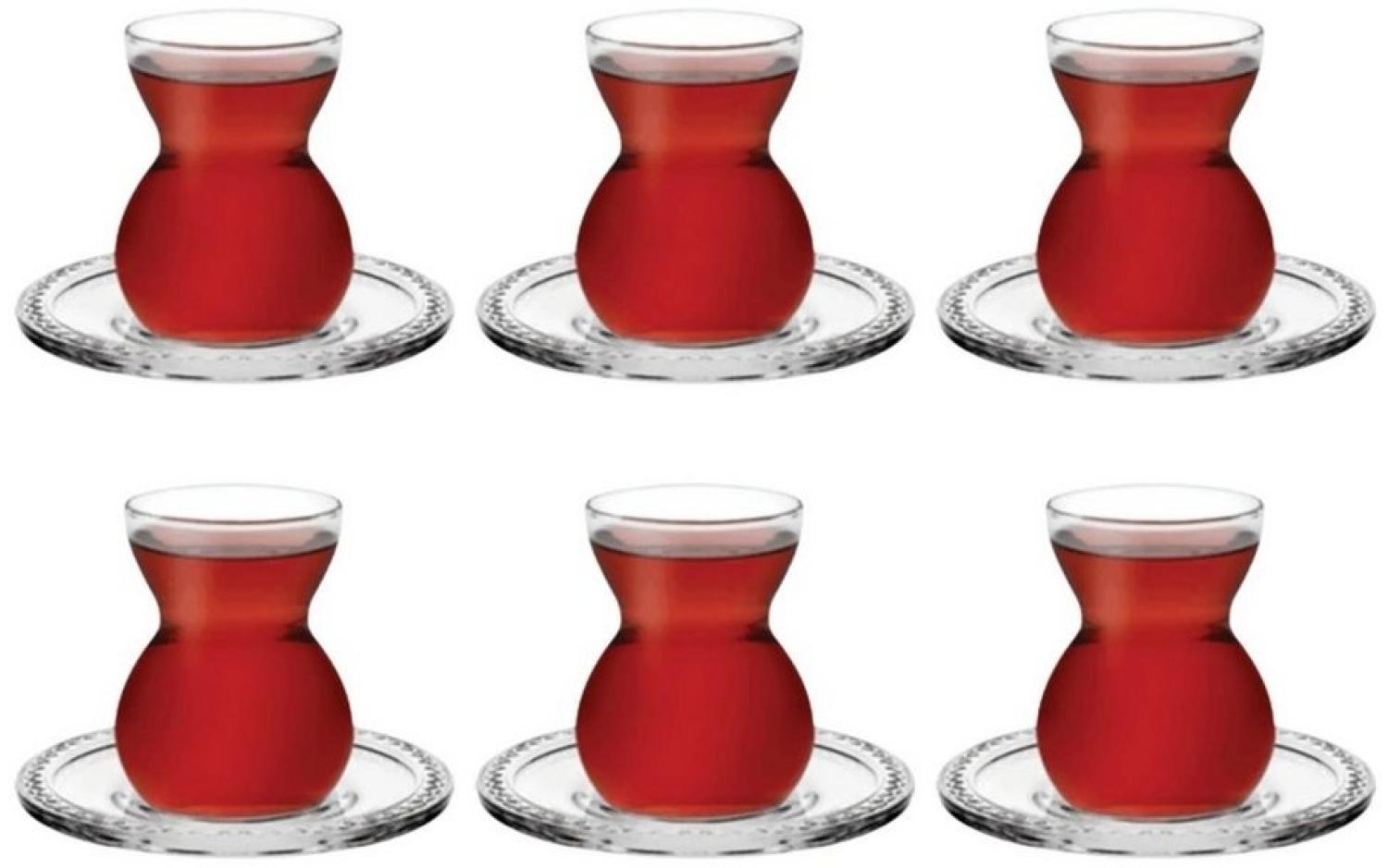 Pasabahce Bekata 12-Teilig Türkische Teegläser-Set mit Untertassen 12 ml Cay Bardagi Teeglas transparent Bild 1