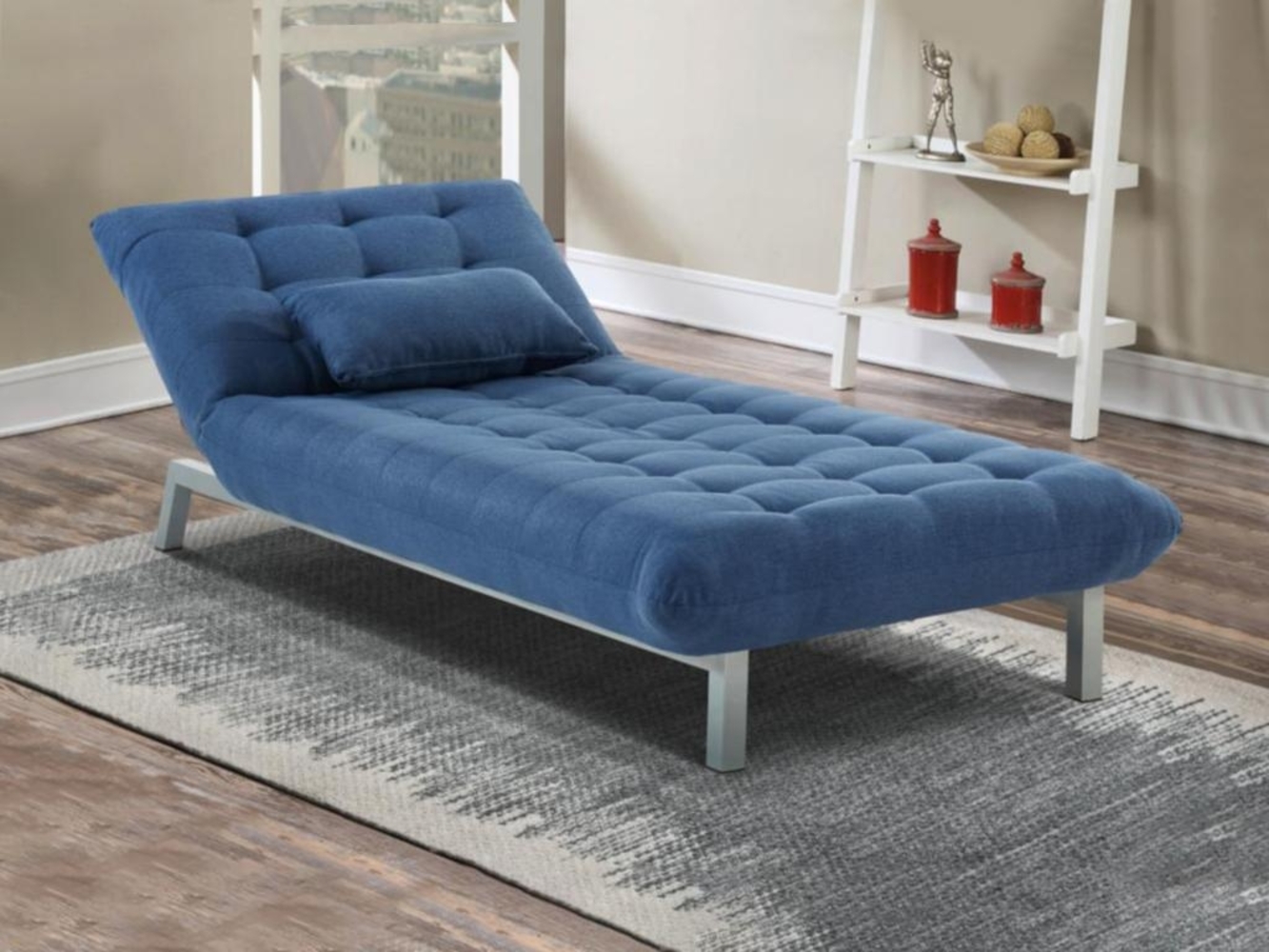 Vente-unique - Chaiselongue Schlafsofa - Stoff - Blau - HORNET Bild 1