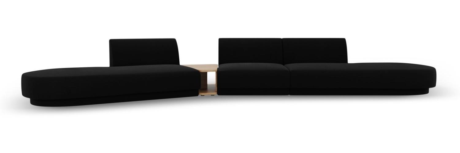 Micadoni Modulares Sofa Miley 5-Sitzer ohne Armlehnen Links Samtstoff Schwarz Bild 1