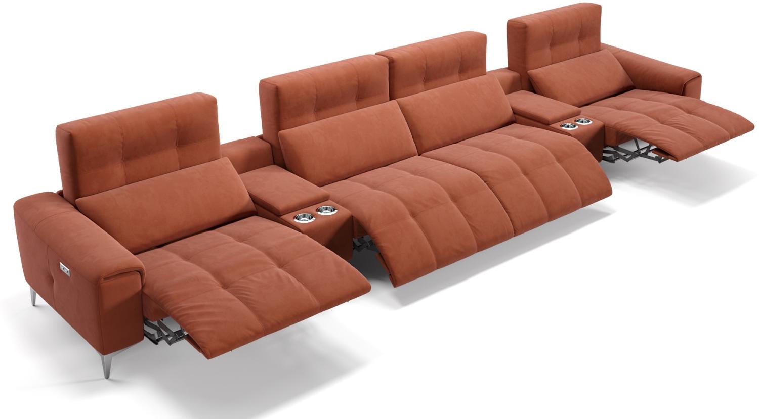 Sofanella SALENTO Kinocouch Kinosofa Viersitzer Stoffbezug in Cognac S: 374 Breite x 100 Tiefe Bild 1