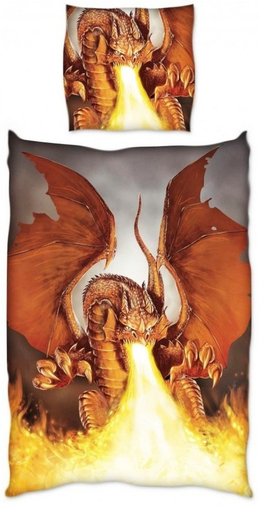 JACK Bettwäsche JACK Renforce Bettwäsche 135x200cm Feuer Drache Grau Terra Fire Dragon, Renforcé, 2 teilig, hochwertiger Fotodruck, 2 tlg, Reißverschluss, Feuerdrache Bild 1