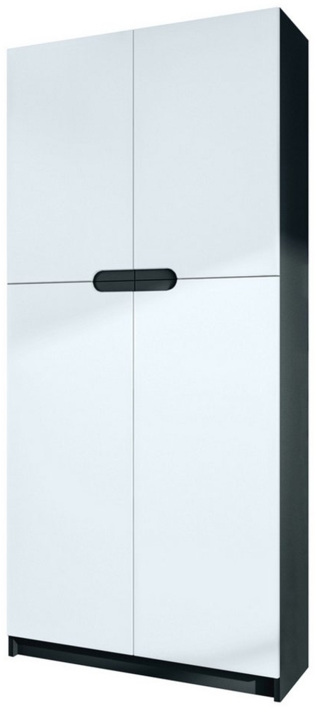 Vladon Aktenschrank Logan (Aktenschrank, mit 5 Fächern und 4 Türen) Schwarz matt/Weiß matt (82 x 185 x 37 cm) Bild 1