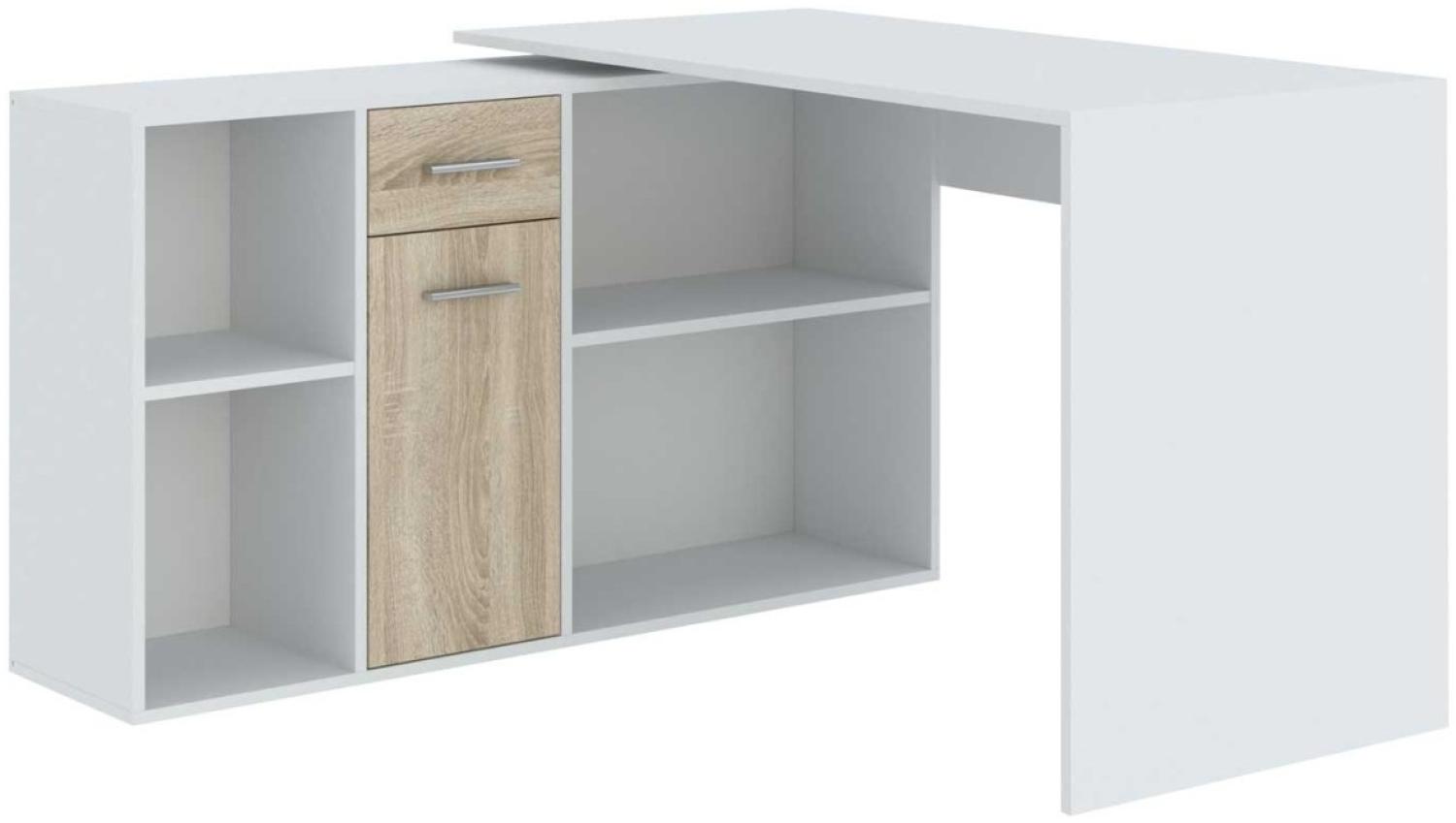 Eckschreibtisch Schreibtisch Diego 120x122x75cm weiß Sonoma Eiche Bild 1