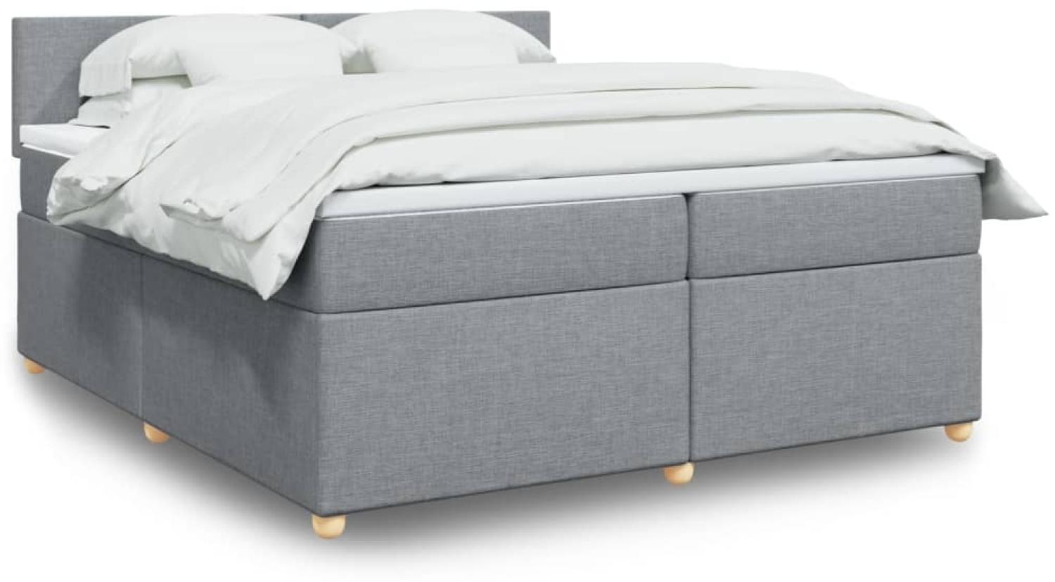 vidaXL Boxspringbett mit Matratze Hellgrau 200x200 cm Stoff 3289080 Bild 1