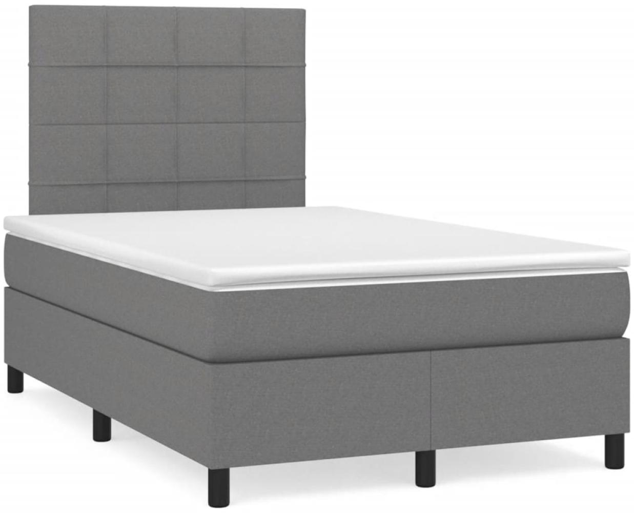 vidaXL Boxspringbett mit Matratze Dunkelgrau 120x190 cm Stoff 3269882 Bild 1