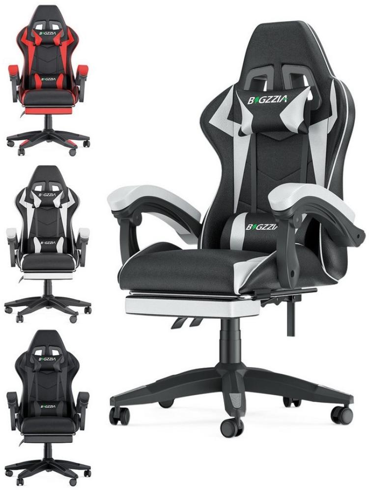 BIGZZIA Bürostuhl Gaming Stuhl mit Fußstütze - Gamer Stühle Ergonomisch mit Lendenkissen, Kopfstütze Gaming Chair Höhenverstellbar Computerstuhl Bild 1