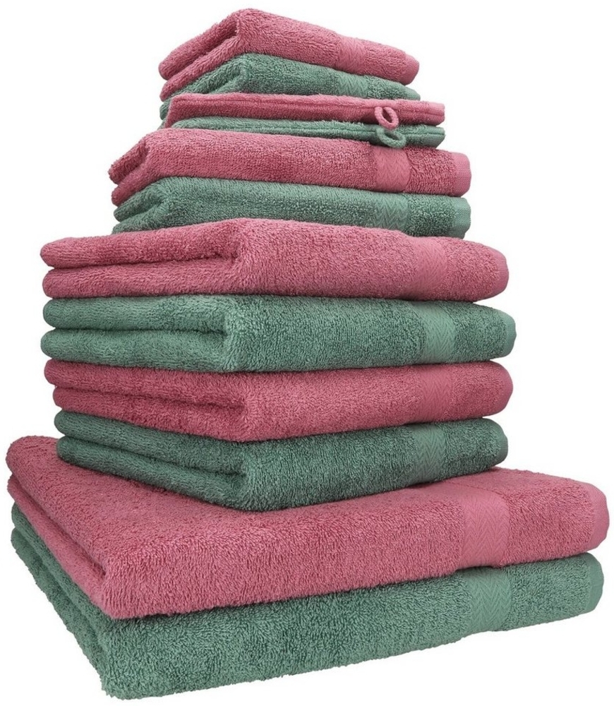 Betz Handtuch Set 12-TLG. Handtuch Set Premium Farbe Beere/tannengrün, 100% Baumwolle (12-St), 2 Duschtücher 4 Handtücher 2 Gästetücher 2 Seiftücher 2 WH Bild 1