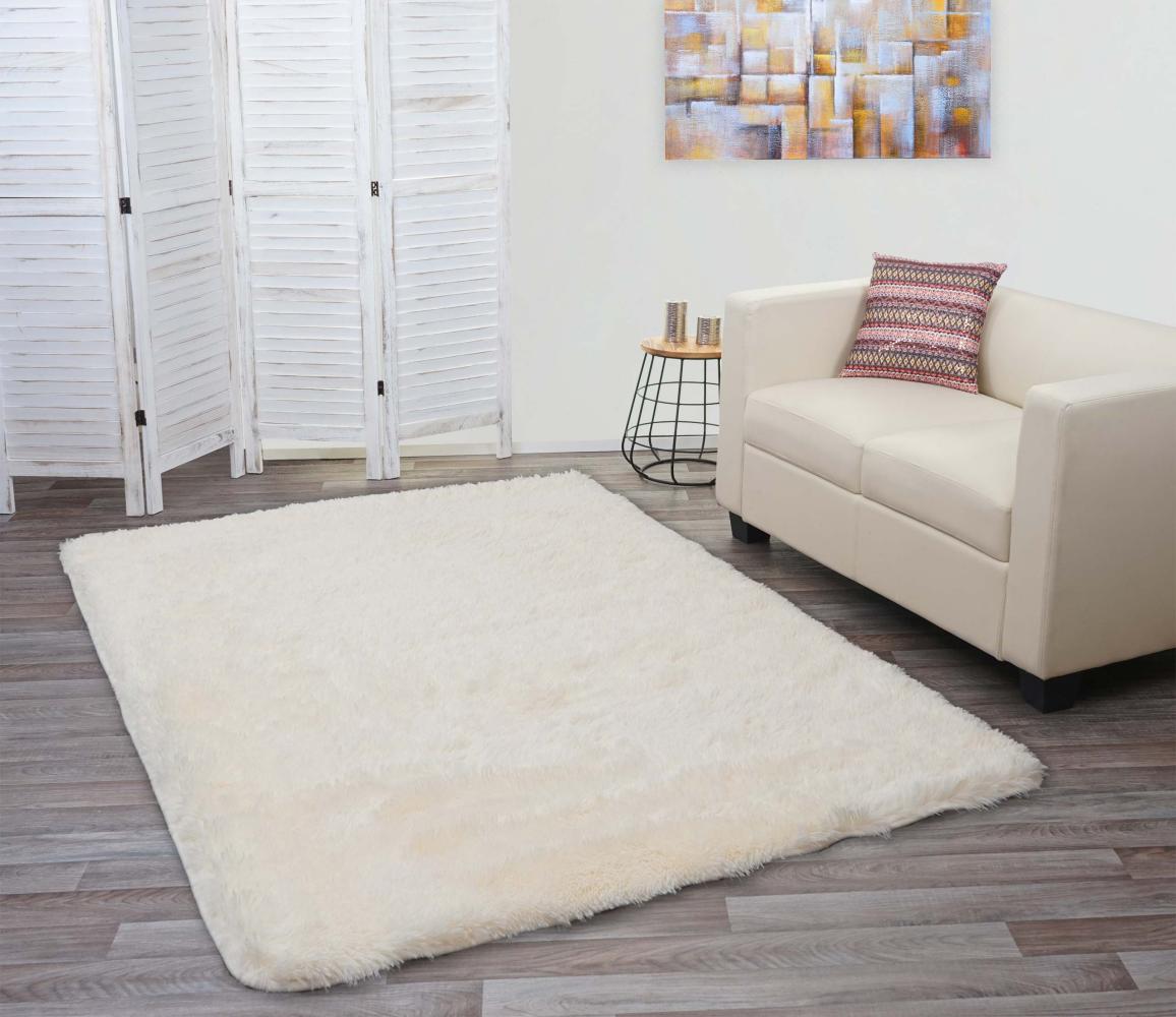 Teppich HWC-F69, Shaggy Läufer Hochflor Langflor, Stoff/Textil flauschig weich 230x160cm ~ creme Bild 1